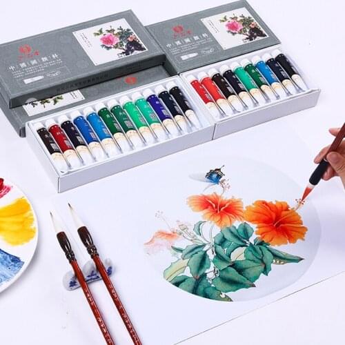 Chinese Paint 12/18/24 Colors Pigment Chinese Landscape Flowers Painting Paint Art Student Painting Drawing 5/12ml Art Supplies