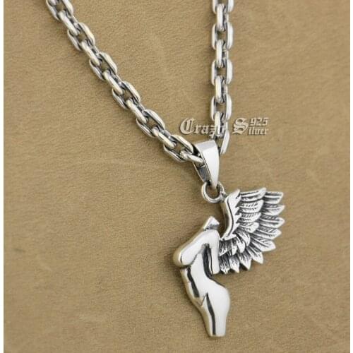 Naked Wing Angel Fashion 925 Sterling Silver Pendant 9S116 925 Sterling Silver Necklace 26 inches