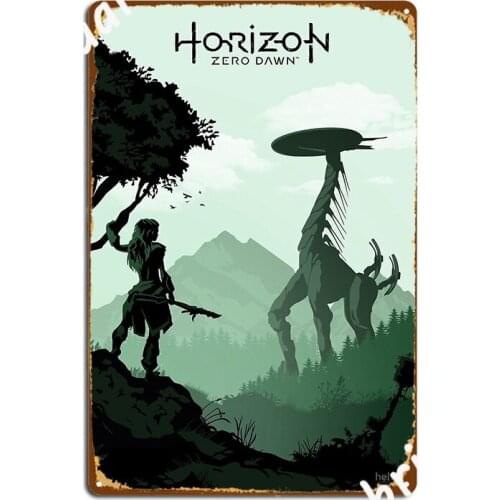 Horizon Zero Dawn Metal Plaque Poster Garage Decoration Living Room Wall Pub Vintage Tin Sign Poster