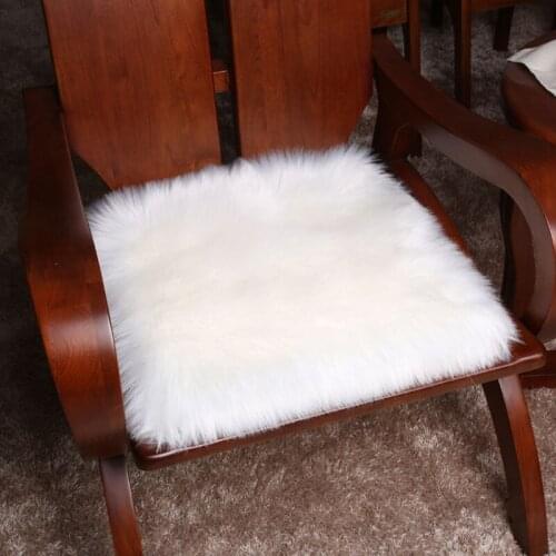 MS.Softex Sheepskin Cushion Faux Fur Cushion Long Hair Plush Fur Seat Cushion Artificial fur Cushion Rug Home Decoration