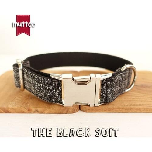 MUTTCO retailing high quality collar for dog THE BLACK SUIT design dog collar 5 sizes UDC007