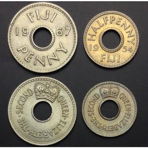 Fiji Set 2 Coins 1954-68 Genuine Original Coins 100% Real Issuing Collection Coins Unc