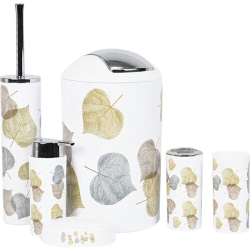 Set of 6pcs Bathroom Accessories Toothbrush Holder Soap Dish Trash Can