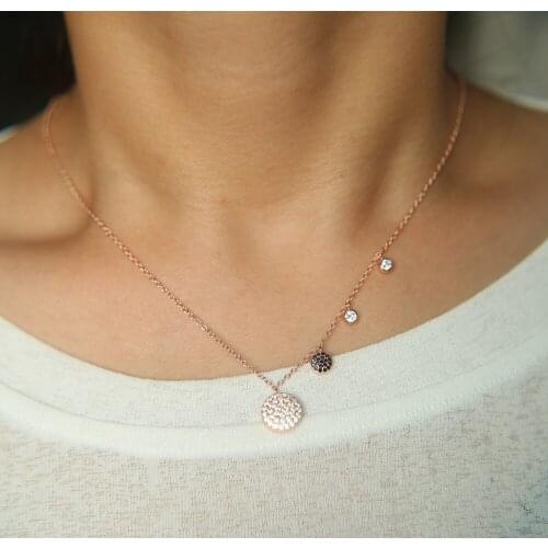 Authentic 925 Sterling silver round 4pc drop Cz Disco Charm delicate dainty pendant Necklace for Women 3colors high quality
