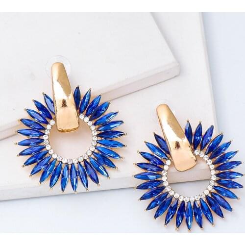 New Bohemian Crystal Drop Dangle Round Earrings High-Quality Colorful Drop Earring For Women Fashion Jewelry Accessories Gift