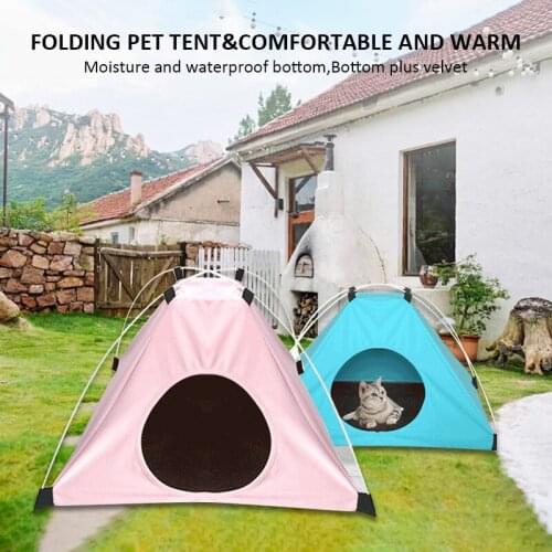 Lamb Wool Pet Nest Portable Kitty Small Dogs Tent Folding Dog Kennel Warm Winter Tent Puppy Kennel Dogs House Outdoor For Pets