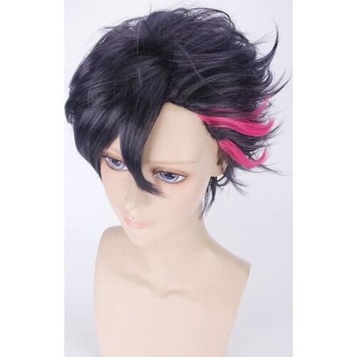 High Quality MUTSUKI HAJIME handsome men boys Short Deep black Purple Cosplay Wig Hair MUTSUKI HAJIME Costume Party Play Wigs
