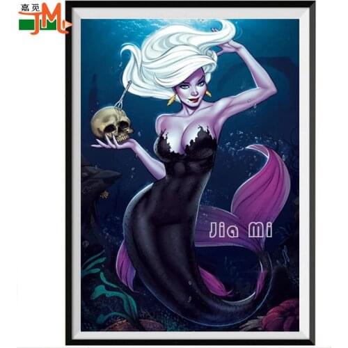 Full Drill Square Round 5D Diamond Painting Skull Dark Mermaid Woman Diy Handmade Cross Stitch Diamond Mosaic Embroidery Gift
