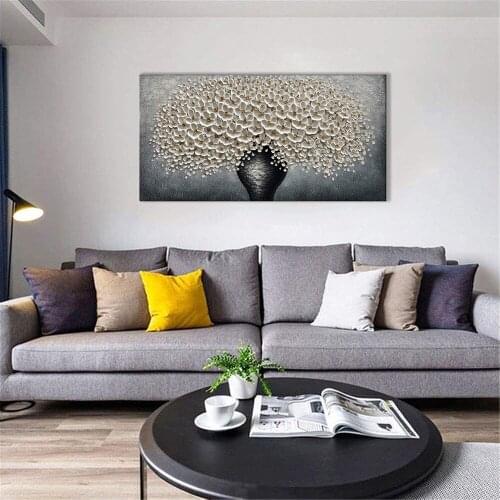 Hand Painted 3D Oil Painting on Canvas White Flowers Modern Canvas Floral Wall Art Abstract Paintings Handmade Artwork For Home