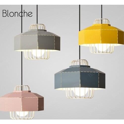 Modern Pendant Lights Nordic Iron Cage Hanging Lamp Dining Room Kitchen Bedroom Industrial Lamp Led Home Deco Light Fixtures