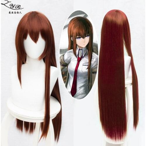 Steins Gate Makise Kurisu Christina Assistant Long Costume Cosplay Wig + Track +wig CAP