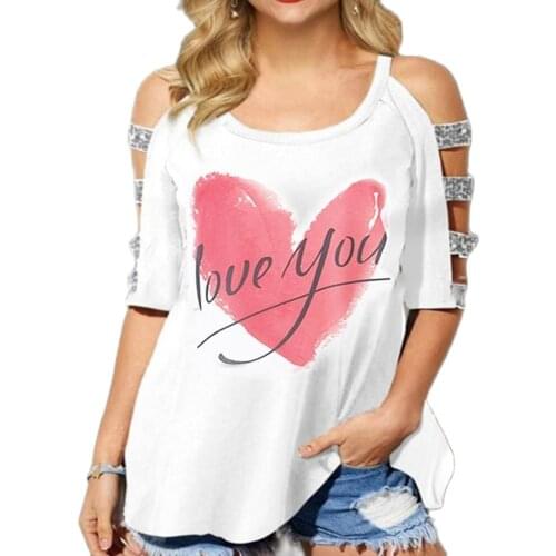 Plus Size Women T-shirt Fashion Printed Off Shoulder Short Sleeve O Neck Tops Party Female Elegant Tees T-shirt Summer 2021