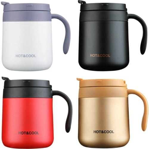 350/500ml Stainless Steel Vacuum Flask with Handle Lid Portable Coffee Water Cup Home Travel Office Insulation Mug Thermoses Gif