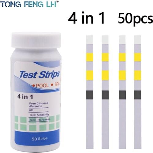 Pool Test Paper 4 In 1 Residual Chlorine PH Value Alkalinity Hardness Test Strip 50 Bottle Bath Water Quality