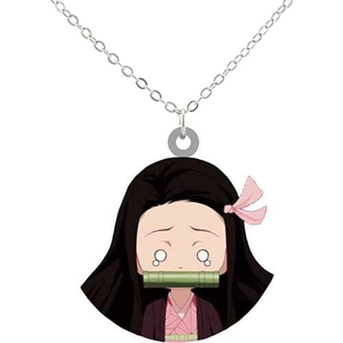 Vintage Kamado Anjirou Nezuko Tiny Resin Necklaces For Women Cartoon Figure Link Ketting Jewelry Accessories Wedding Gift