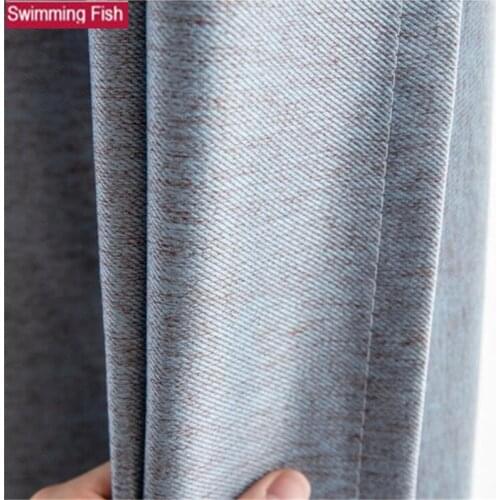 Nordic Thickening blackout linen cloth bedroom window curtain grey girls pink boys blue shade curtains for living room