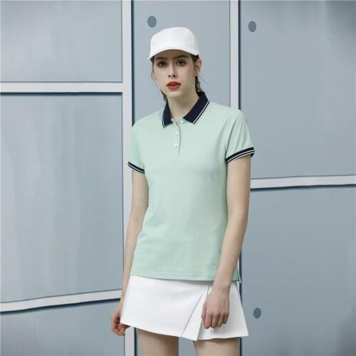 YH97908 Cotton Polyester Short Sleeved Wear Tennis Female With Side Vents 4 Colors Choices Plain Sport Polos Fit Well For Summer