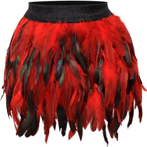 Womens Sexy Harness Feather Skirt Girl Gothic Style Dress Club Carnival Cosplay Prom Sostume