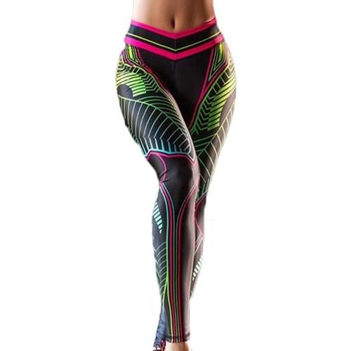 Women Printed High Waist Yoga Pants Leggings Running Tights Push Up Sportswear