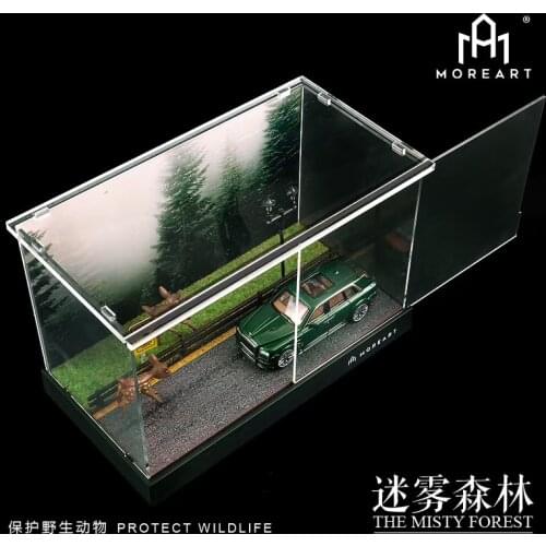 1:64 Scale Misty Forest Model Parking Lot PVC Scene Storage Box Theme Display Cabinet Case Toy Gift (without model car & figure)
