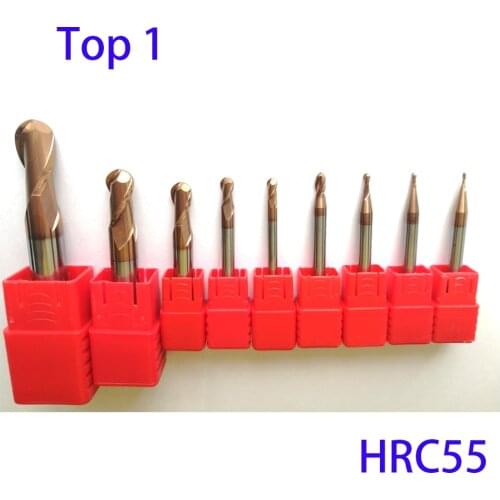 1mm 2mm 3mm 4mm 5mm 6mm 8mm 10mm 12mm Tungsten Carbide Ball nose End Mills Spiral Bits CNC Router Bits 2 Flutes HRC55