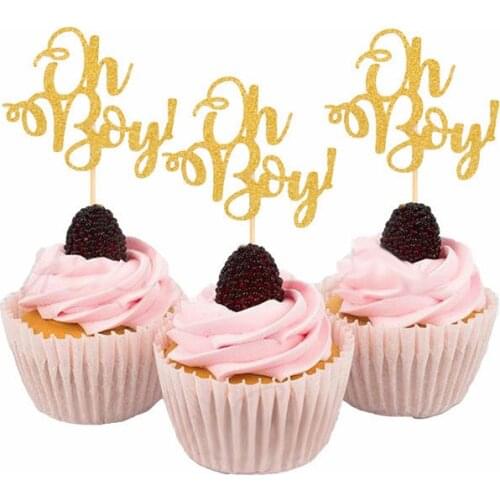 10 Pcs/pack Cute Gold Glitter Baby 1st Happy Birthday Decoration Oh Baby Cupcake Topper Baby Shower Cake Decor Kid Party Favor