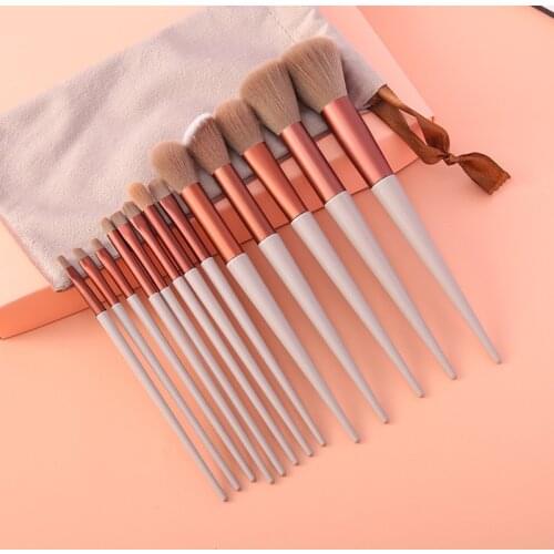 13pcs Natural Hair Colorful Makeup Brushes Professional Foundation Powder Blush Eyeshadow Eyebrow Kabuki Blending Brush Set