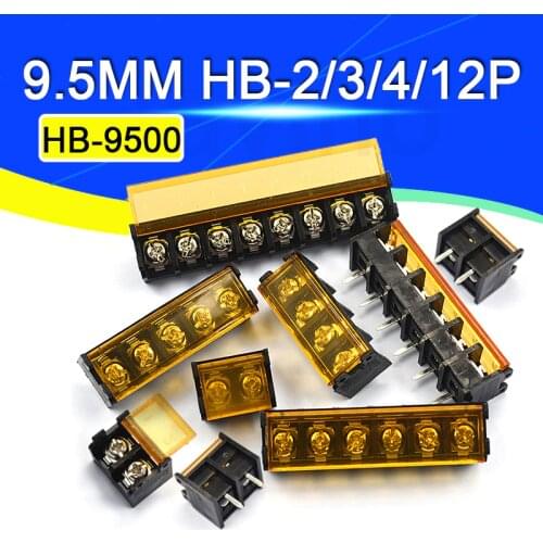 2pcs Hb-9500 barrier terminal block with cover power supply spacing 9.5mm HB-2 / 3 / 4 / 10 / 12p