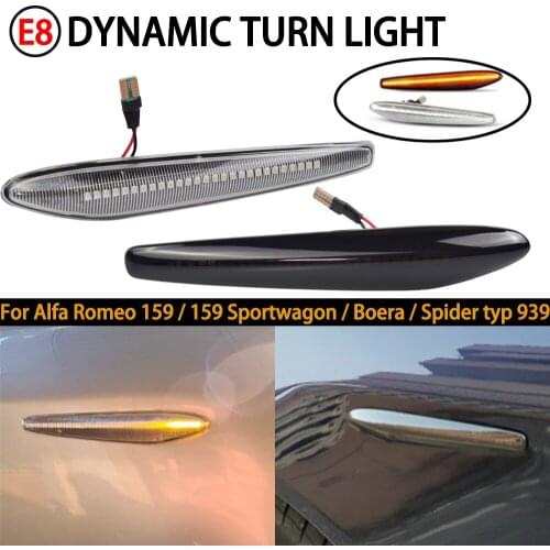 Side Marker LED Dynamic Light Turn Signal Blinker Lamps 2Pcs For Alfa Romeo 159 Sportwagon Boera Spider 939 60691105
