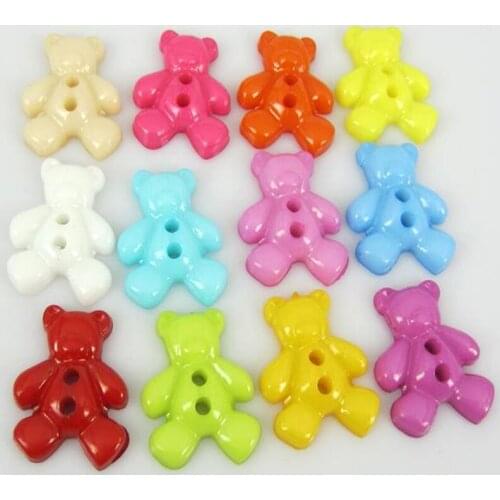 50Pcs Mixed Bear Buttons Nylon Buttons For Clothing Accessories Apparel Sewing Crafts 16 x 19mm