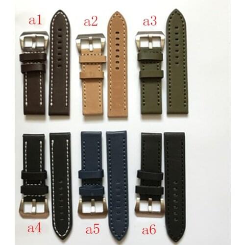Watch Accessories Italy Crazy Horse Leather Black Leather Watch strap with 26mm Mens and Womens Casual fashion Leather Strap