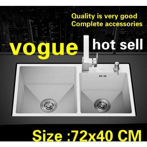Free shipping Apartment high quality 304 stainless steel kitchen manual sink double groove do the dishes hot sell 720x400 MM