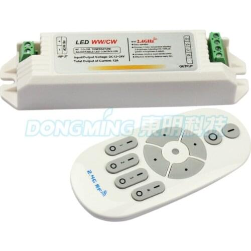 DC12-24V 12A 2.4g RF Wireless LED Controller Touch Panel Remote color temperature controller for LED Light,1set/lot