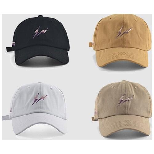 Womens Baseball Cap Lightning Pattern Korean Soft Top Baseball Cap Spring And Summer Solid Color Mens And Womens Sun Hat