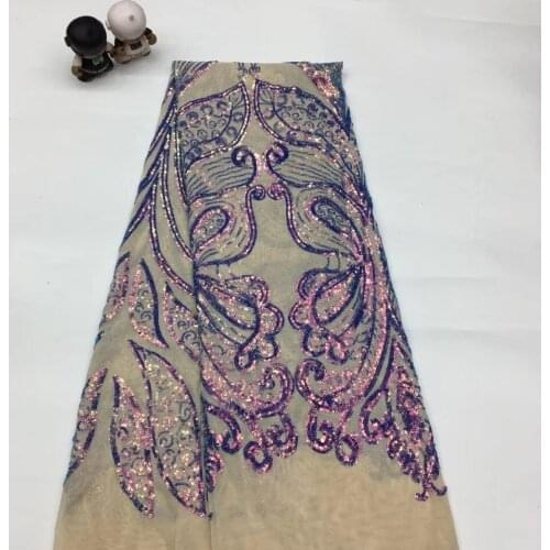 Sequined Lace Fabric Nigeria Lace Fabric 2021 High Quality Lace African Tulle Lace Fabric Wedding Dress XX3905