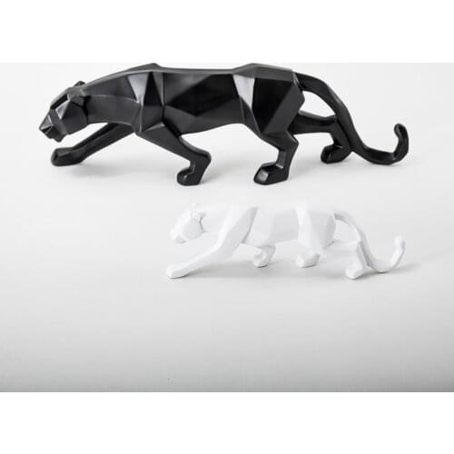 4 Color Modern Abstract Black White Geometric Leopard Statue Desktop Resin Panther Crafts Sculpture Decor Animal Figurine
