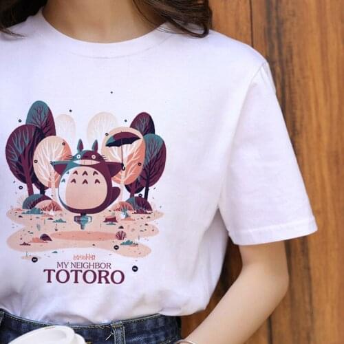 Totoro Harajuku Ullzang T Shirt Women Studio Ghibli Kawaii T-shirt Miyazaki Hayao Funny Cartoon Tshirt Cute 90s Top Tees Female