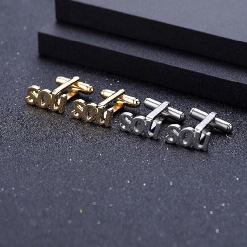 Personality Cufflinks For Mens Customized Name Initial Letter Stainless Steel High Quality Wedding Cufflinks Gift For Father