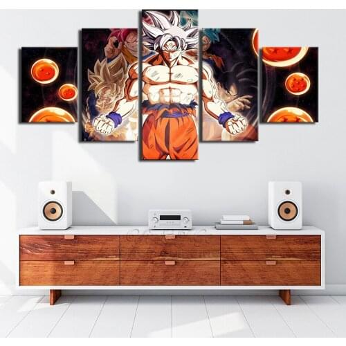 Wall Painting Living Room Picture Artworks 5 Pieces Super Anime Canvas Poster HD Heros Printed Home Decor Modular Frame