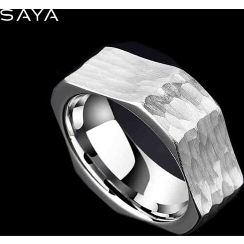 8mm Width Tungsten Carbide Rings for Men Square Outside Round Inside Comfort Fit Band, Free Shipping, Customized