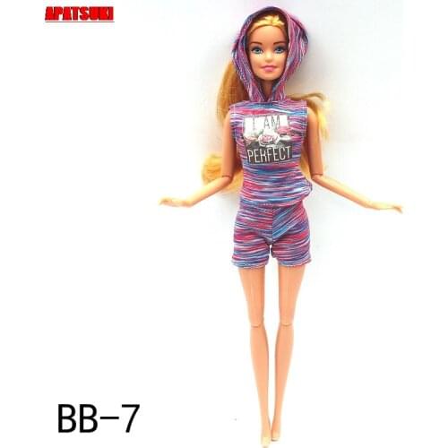 Fashion Doll Clothes For Barbie Doll Outfits Set Purple Hoodie Shirt Top Crop Shorts 1/6 Dolls Accessories Kids Toys