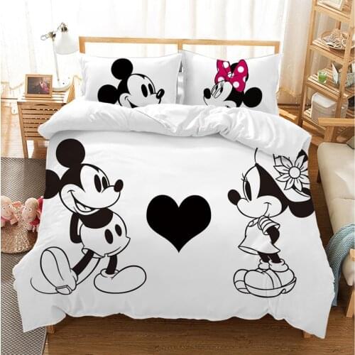 Red Disney Mickey Mouse Printed 3d Bedding Set Bed Linen Cartoon Bedclothes Duvet Cover Set with Pillowcase 2/3pcs Children Gift