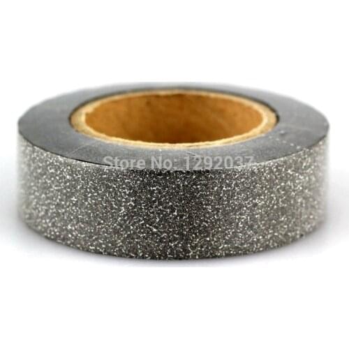 1PCS 15mm*10m Cute Black Glitter Tape Decorative Washi Tape Paper DIY Scrapbooking Adhesive Tapes for Photo Album Stationery