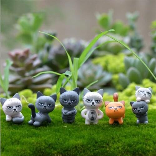 Cute Kitten Moss Micro Landscape Resin Funny Cat Succulent Decoration Decoration Fairy Garden Miniature Statue Decoration