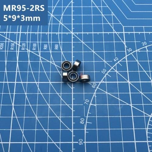 Free Shipping 10pcs ABEC-5 MR95-2RS (5*9*3 mm) Miniature MR95-2RS Deep groove ball bearings MR95 2RS With Black Sealed L-950DD