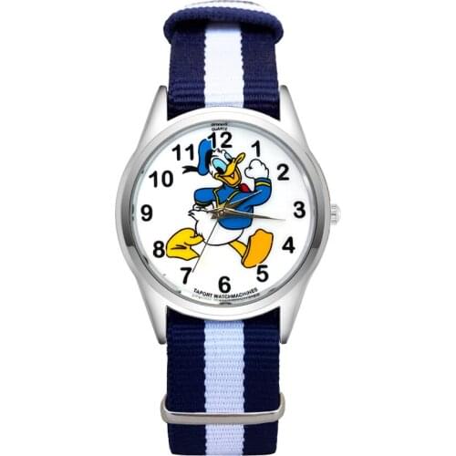 Fashion Cartoon Pretty Duck Style Watches Women Girls Students Boy Children Nylon Strap Quartz Wrist Watch Clcok JC125