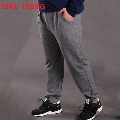 Plus size 7XL 8XL 9XL 10XL oversize big pants autumn winter Men sweatpants solid color sports pants loose Elastic stretch pants