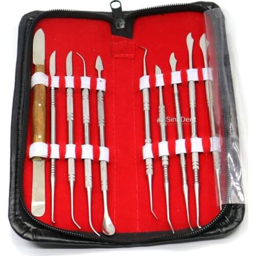 Dental Wax Carving Tool Set 10pcs Stainless Steel Versatile Kit Dental Laboratory Wax Knife Kits