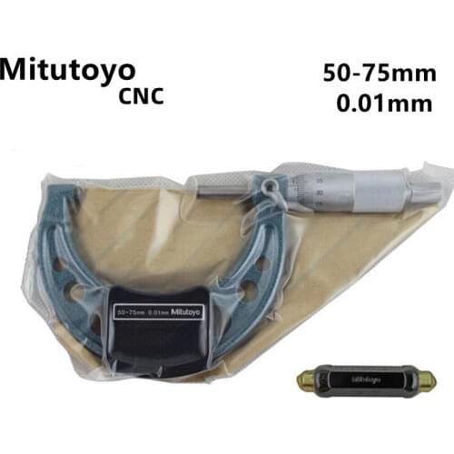 Mitutoyo CNC Outside Micrometers 50-75mm 0.01mm Measuring Gauging Tools Scale Micrometer Mechanical Metric Carbide Teaching