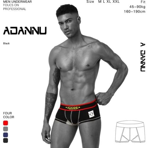 ADANNU Brand Men Underwear Single layer Pouch Boxer Cotton Breathable Male Panties Micro Elasticity Men Boxer Shorts Calzoncillo